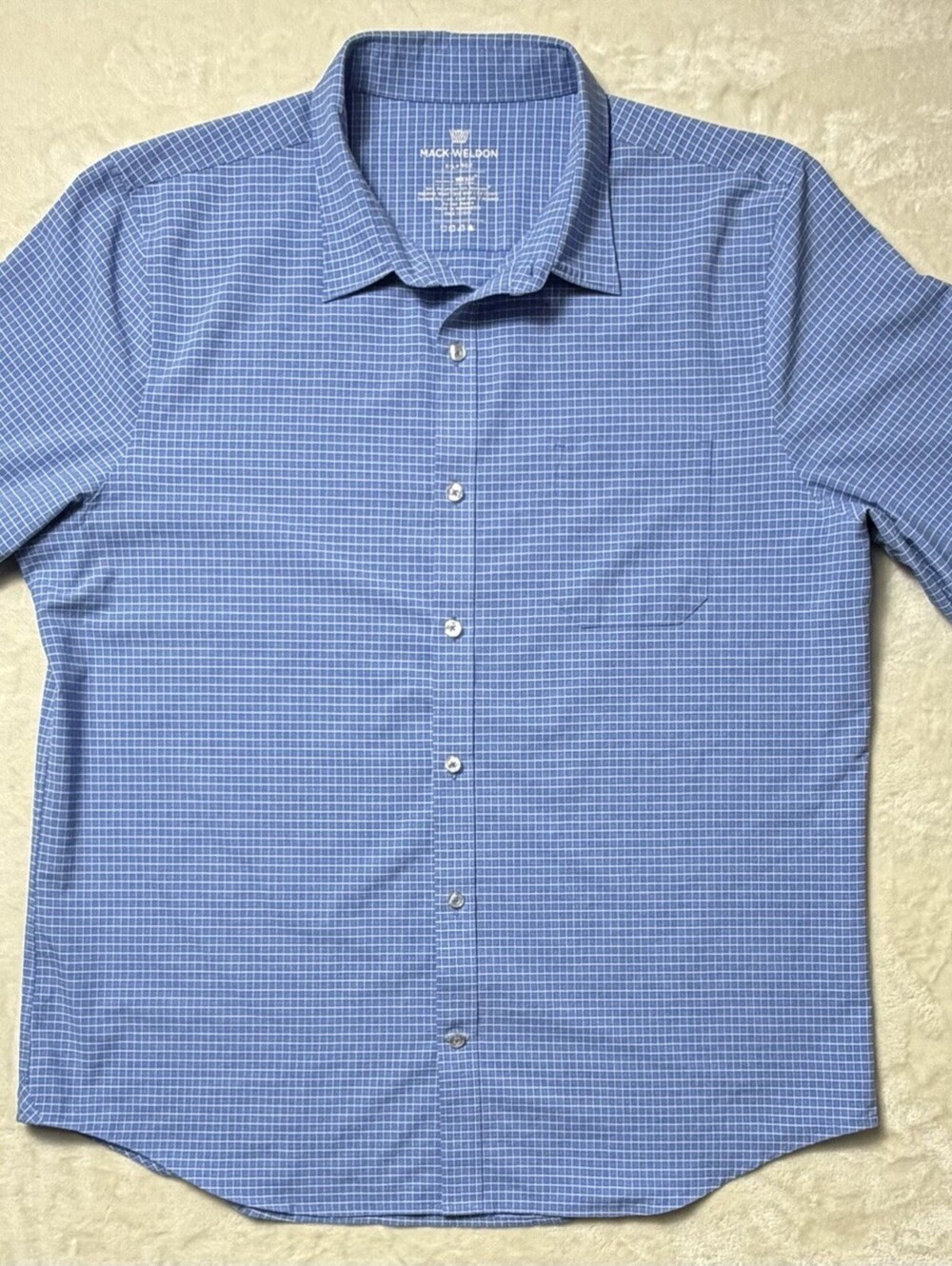 Mack Weldon Seawool Shirt Mens XL Blue Plaid Checked Long Sleeve Button Down